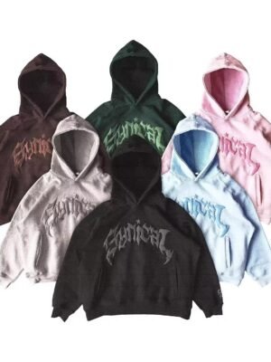 women puff printing hoodie (1)