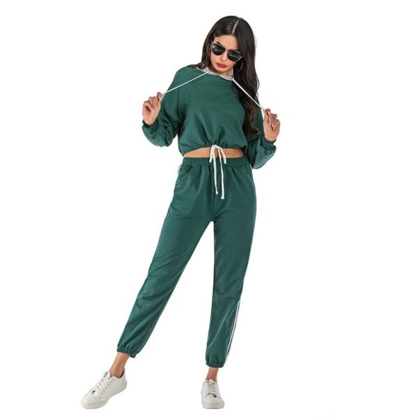 Women’s Striped Shoulder Hoodie with Drawstring Hem – Fashion Pullover Sweatshirt - Image 2