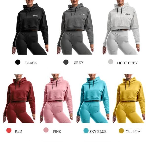 Women’s Cropped Hoodie with Hood – Short Pullover Sweatshirt