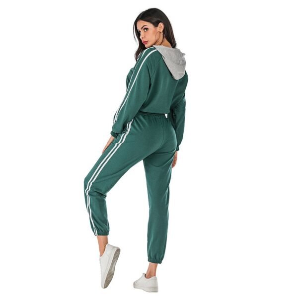 Women’s Striped Shoulder Hoodie with Drawstring Hem – Fashion Pullover Sweatshirt - Image 3