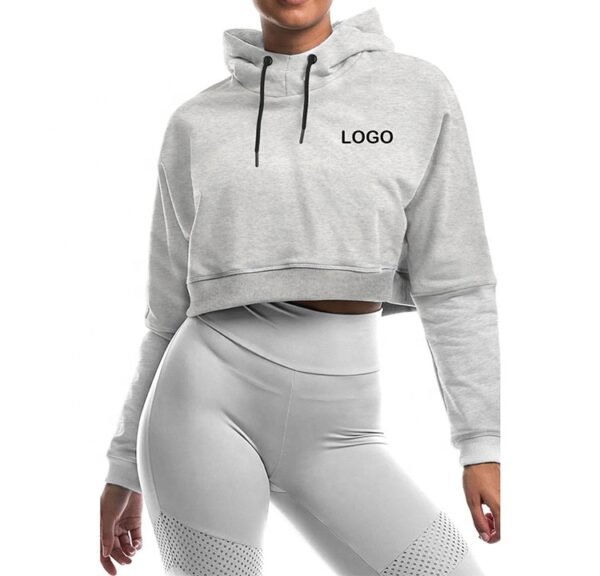 Women’s Cropped Hoodie with Hood – Short Pullover Sweatshirt - Image 3