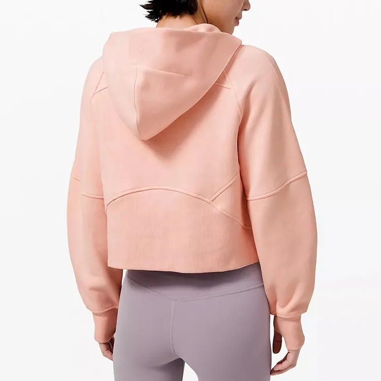 Women’s Pink Half-Zip Hoodie – Casual Streetwear Pullover Sweatshirt - Image 5